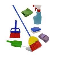 2018 Hot Baby Toys Broom Dustpan Mini Sweeper Spray Bottle Sponge Scrub Brush Microfiber Cloth Children Cleaning Set