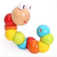 lovely colored Simulated wood caterpillar baby educational toys