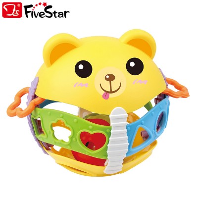 Five Star 35806 Plastic Roly Poly Baby Activity Soft Rubber Rattles Balls Toys with Light and Music BSCI