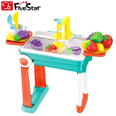 Pretend Play Toys Suitcase Sink Toy With B/O Water Recycling Kids Kitchen Toys Set BSCI Five Star