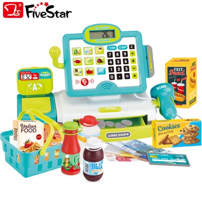 High quality electric cash register toys kids pretend play supermarket cashier toy BSCI Five Star