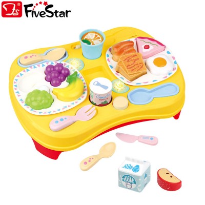 Five Star 35859 Pretend Play House Kitchen Toys Set Plastic Dinner Table Food Set For Boys Girls with Light and Music