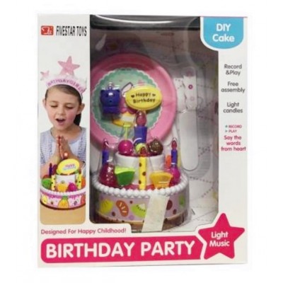 Five Star 34630 Pretend Play Birthday Party Toys Kids Plastic Birthday Cake Set Toys With Music BSCI