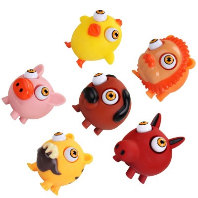 Eye Pop Out PVC Soft Rubber Bath Floating Animal Toys Anti-stress Squeeze Toys BSCI Five Star