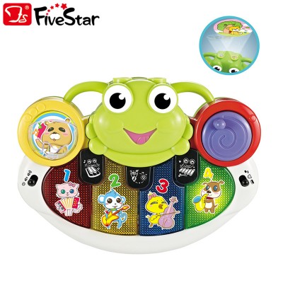 Hot Sale Baby Crib Hanging Musical Frog Projection Toys With Piano Keyboard BSCI Five Star