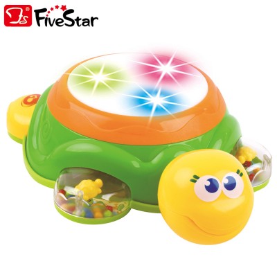 Cheap B/O Electric Universal Baby Educational Musical Turtle Toys With Drum BSCI Five Star