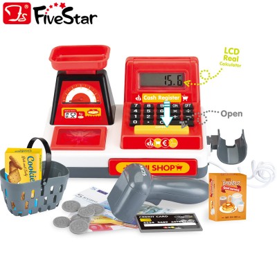 Electric Cash Register Toy For Kids Supermarket Cashier Game Pretend Play Toys Set BSCI Five Star