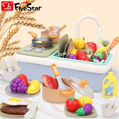 Eco-friendly Degradable Wheat Straw Plastic Material Pretend Play Kitchen Toys Sink Set BSCI