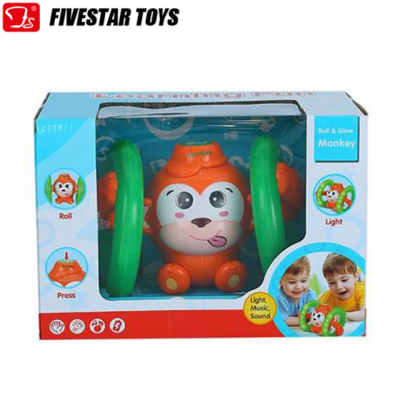 360 Rotation Interesting Baby Flipped Music Plastic Monkey Toys with Light and Music